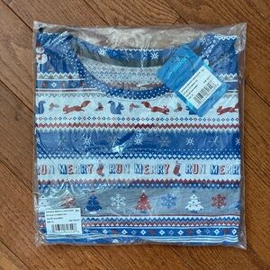 NWT Brooks Running Distance Long Sleeve Tee Ugly Sweater Print XL
